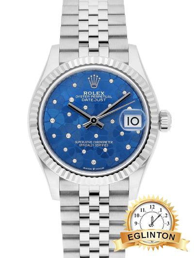 Rolex Datejust 31MM 278274 Azzurro Blue Floral Diamond Dial, Fluted Bezel, Jubilee "2024"