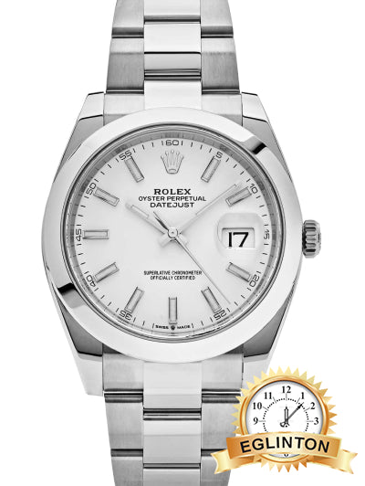 Rolex Datejust 41MM Steel White Dial Smooth Bezel Oyster Watch 126300 "2023"
