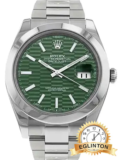 Rolex Datejust 41mm Smooth Bezel Green Motif Dial 126300 "2023"