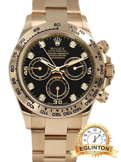Rolex 40MM Cosmograph Daytona 18kt Yellow Gold 116508 Black Diamond Dial "2021"