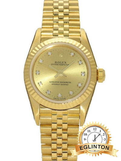 Rolex 24mm OYSTER PERPETUAL LADIES diamond dial 76198 "2000" - Johny Watches