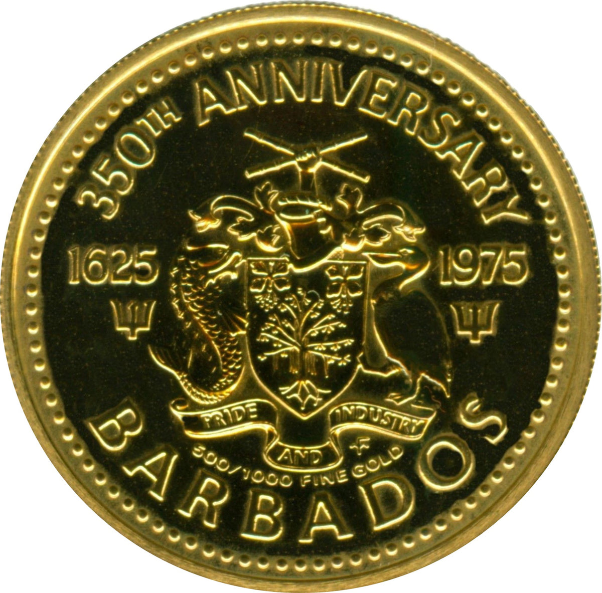 1975 Barbados $ 100 USD Rare * GOLD * Coin - .5 Fineness/6.21 Grams - Johny Watches