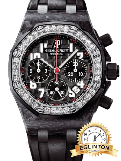 Audemars Piguet Royal Oak Offshore Chronograph 37mm Black Mega Tapisserie Diamond Bezel Forged Carbon 26267FS.ZZ.D002CA.01 "2009"