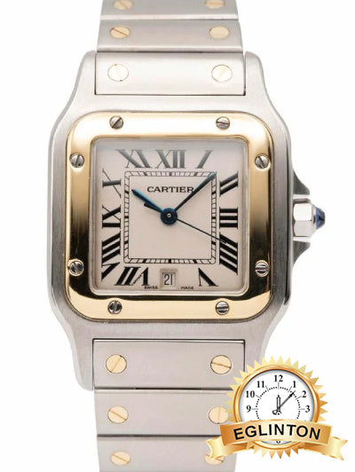 Cartier Santos Galbée 1566 29mm Steel & Yellow Gold ‘Medium’ White/Ivory Roman Dial