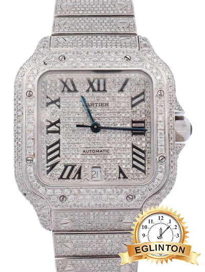Cartier Santos de Cartier Large 40mm Custom Diamond Dial & Diamond Bezel Stainless Steel WSSA0018