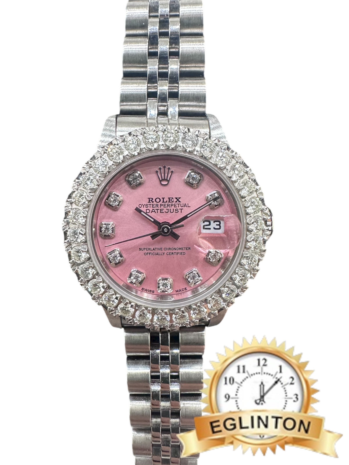 Rolex Datejust 26MM 6916 Pink Diamond Dial Diamond Bezel Stainless Steel Jubilee Bracelet "2000"