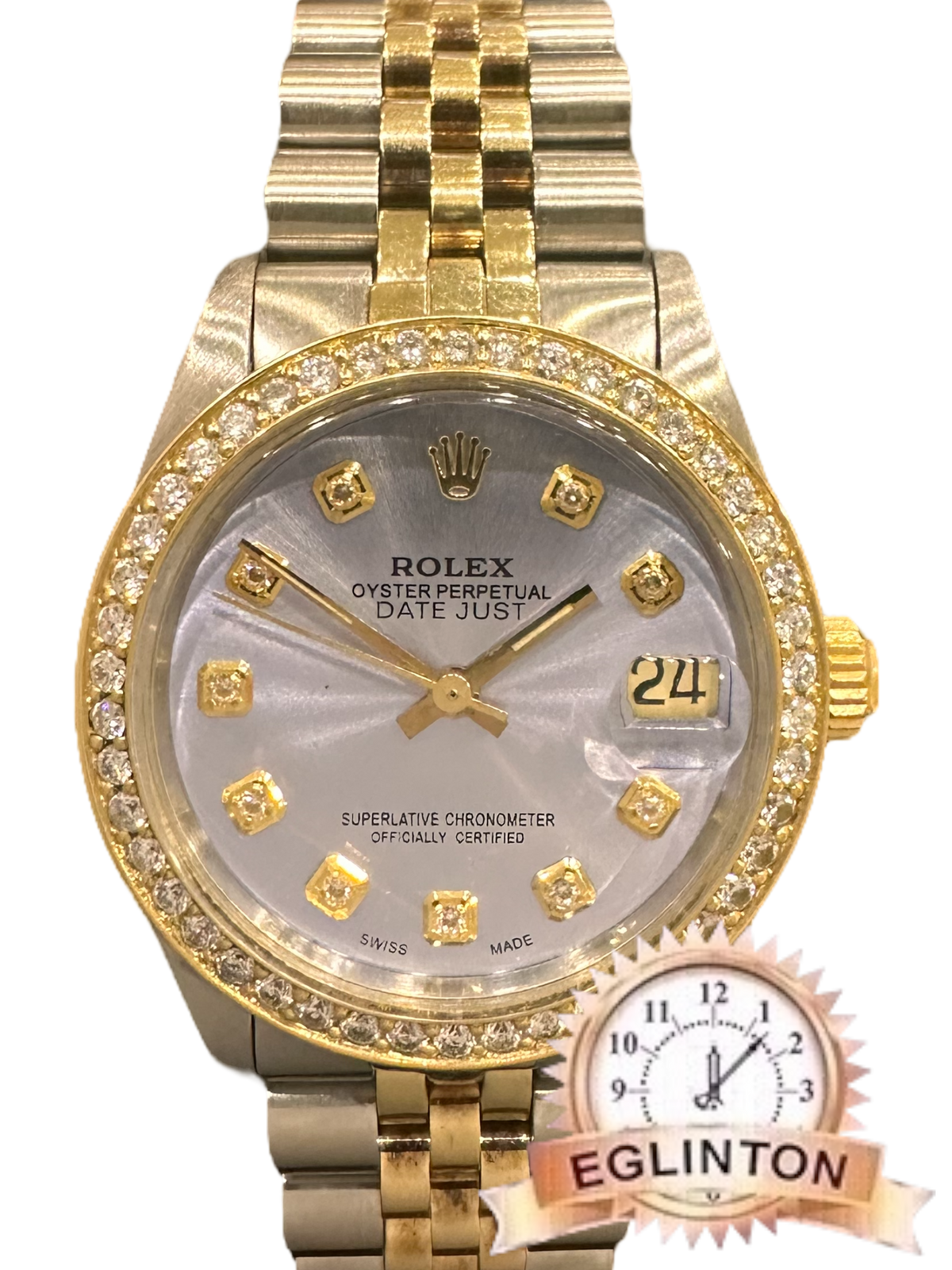 Rolex Datejust 31mm 6827  with Custom Diamond Bezel and Purple M.O.P Diamond Dial"1980" - Johny Watches