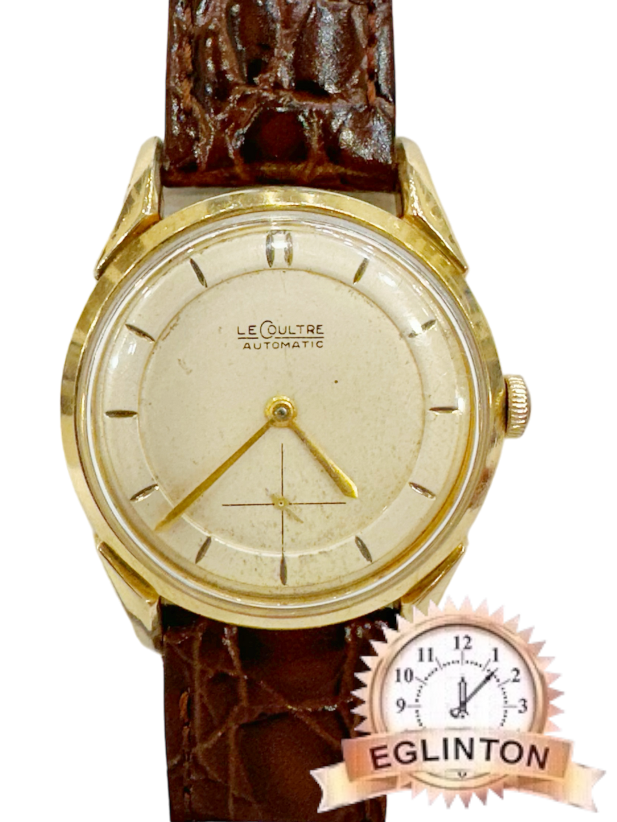 Jaeger LeCoultre 1950s Bumper Automatic, Patina Dial, Fancy Crab Lugs, P812 1950s 10kt Gold Filled Case - Johny Watches