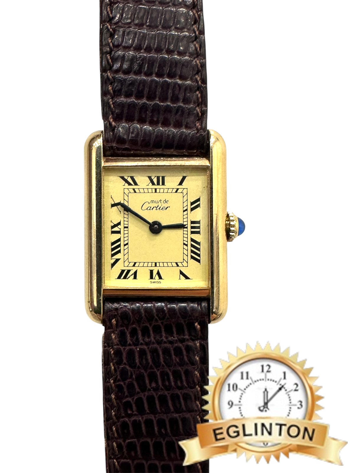 Cartier Manuaul Wind Must Tank Vermeil Leather Band 28mm