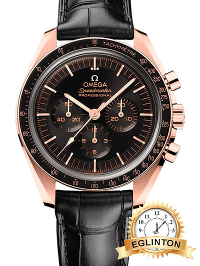 Omega SPEEDMASTER MOONWATCH PROFESSIONAL 42 MM, SEDNA Rose GOLD ON LEATHER STRAP "2023" - Johny Watches