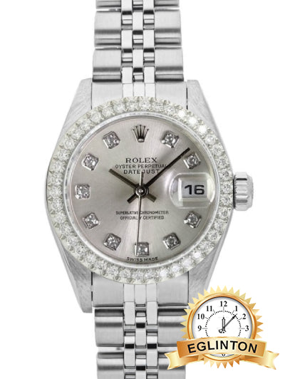 Rolex Lady-Datejust 26mm 69174  with Diamond Bezl and Diamond Grey Dial "1996"