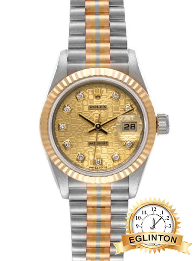 Rolex Lady-Datejust Tridor 26mm Champagne Jubilee Factory Diamond Dial 18k Tri-Color Gold 69179 "1993"