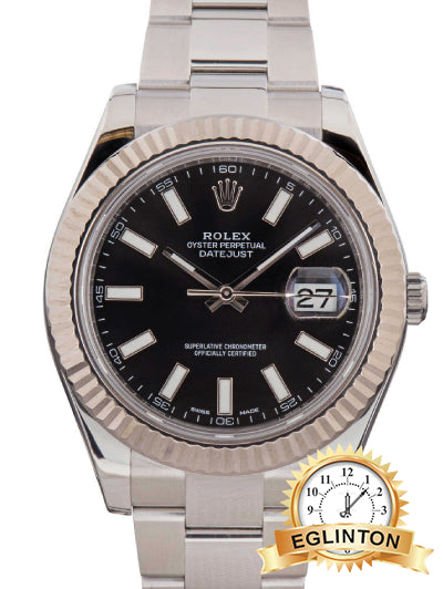 Rolex Datejust II 41mm Black Stick Dial Stainless Steel Oyster 116334"2012"