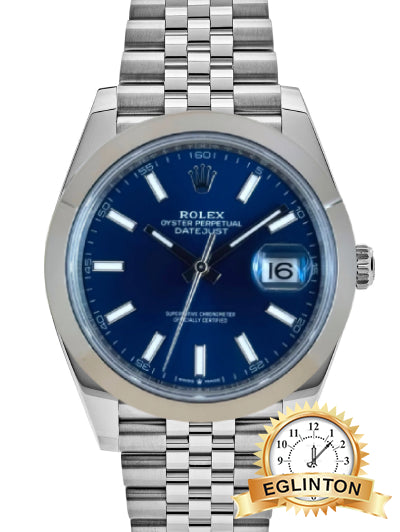 Rolex Datejust 41mm Blue Stick Dial Smooth Bezel Oyster Bracelet 126300 “2026”