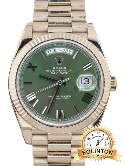 Rolex 40mm Day-Date 228239 Olive Dial President White Gold “2017”