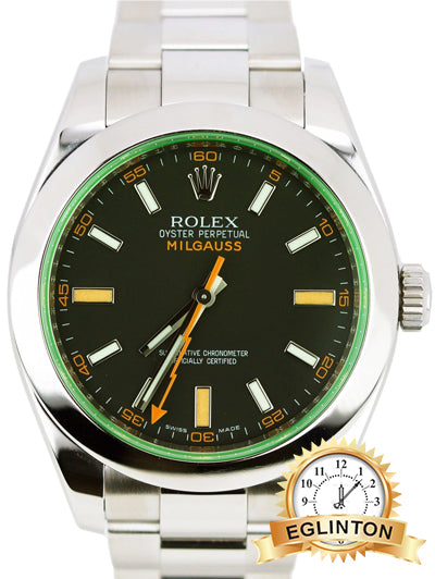 Rolex Milgauss 116400GV Black Dial Green Mint Crystal Oyster 40mm Steel Watch "2011" ON HOLD - Johny Watches