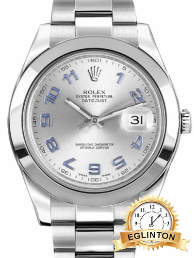 Rolex Datejust II 41mm Silver Purple Arabic Dial Smooth Bezel 116300 "2013"