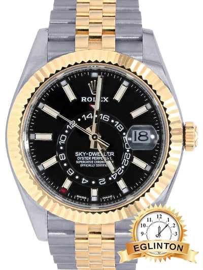 Rolex 42mm Sky-Dweller 326933 Black Dial Jubilee Two Tone “2023” - Johny Watches