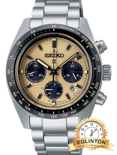 Seiko Prospex Speedtimer Solar Chronograph 39mm Champagne Gold Panda Dial SSC817