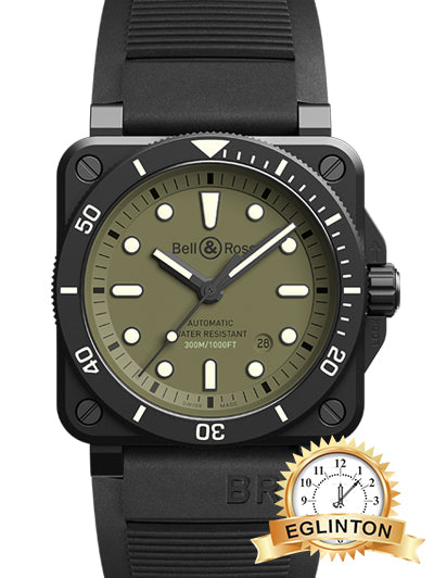 Bell & Ross Diver Military Green Dial Men's Watch BR0392-D-KA-CE/SRB