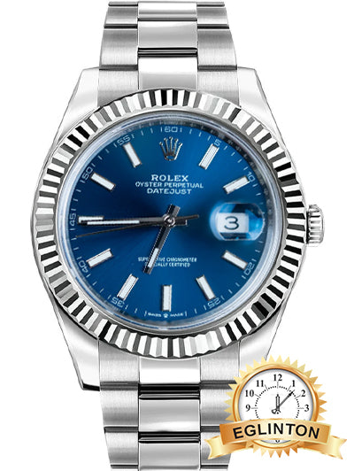 ROLEX DATEJUST Blue Dial 41mm 126334  Oyster band "2023" - Johny Watches