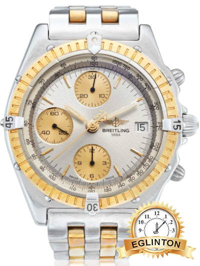 Breitling 40mm Chronomat D13047 Two Tone Silver Dial - Johny Watches