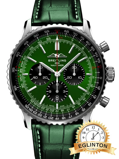 Breitling Navitimer B01 Chronograph 46mm Green Dial Leather Strap AB0137241L1P1 "2025"