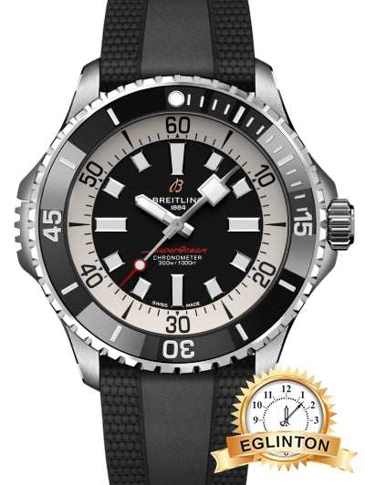 Breitling 46mm Superocean Automatic A17378211B1S1 Black Dial Rubber Strap “2023”
