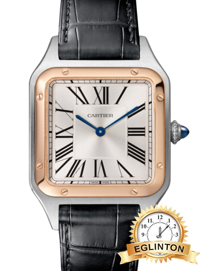 Cartier Santos-Dumont Large Quartz 31 mm Two Tone Rose Gold on Leather Band  "2023"