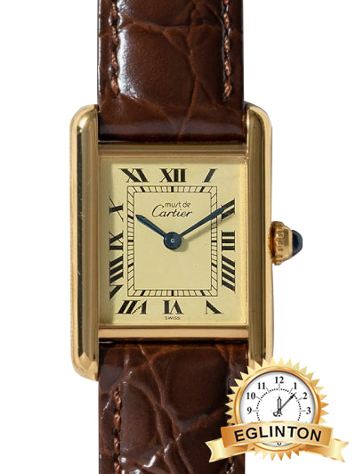 Cartier Must de Tank Vermeil SM Champagne Roman Dial Manual Wind