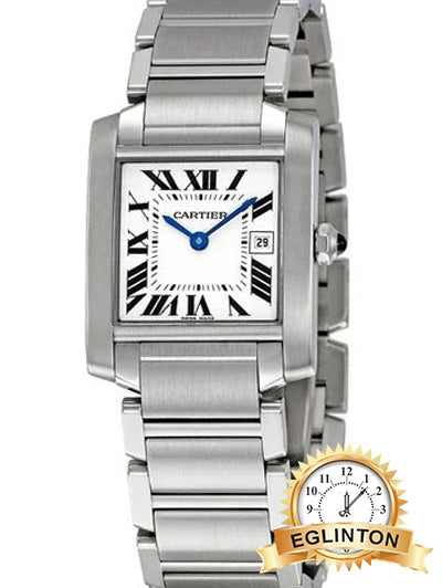 CARTIER Tank Française 25 mm x 20 mm Quartz Silver Dial Stainless Steel Ladies Watch - Johny Watches