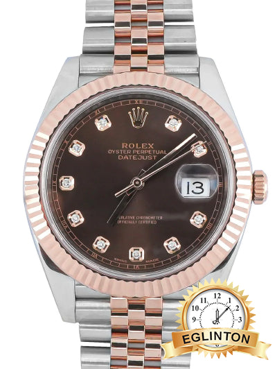Rolex Datejust 41mm Chocolate Factory Diamond Dial Fluted Bezel Two-Tone Jubilee 126331 "2018" - Johny Watches