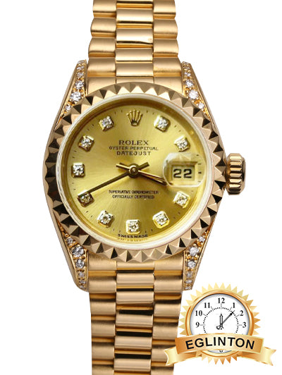 Rolex 26mm Lady Datejust 18K Gold Diamond Ref.69188 "1991" - Johny Watches