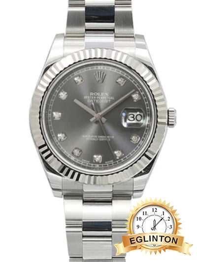 Rolex Datejust 41mm 116334, Steel, Rhodium Diamond Dial "2014" - Johny Watches