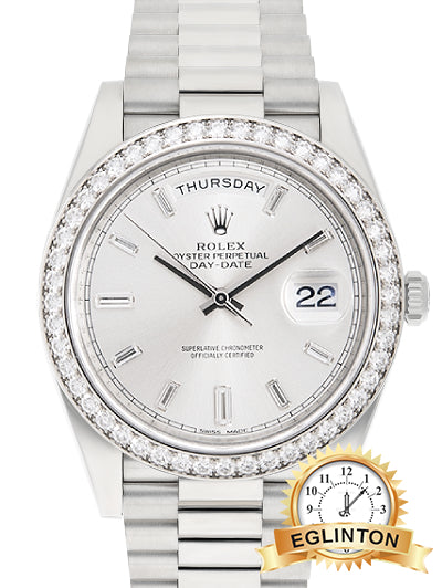 Rolex 40mm Day-Date 228349RBR White Gold Diamond Bezel “2018”