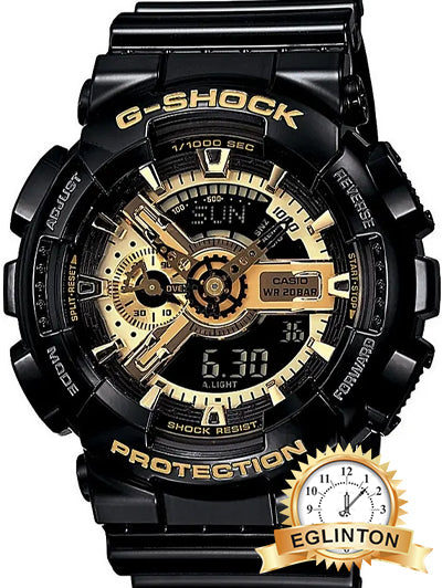 G-Shock Black & Goldtone Resin Strap Watch GA110GB-1A - Johny Watches