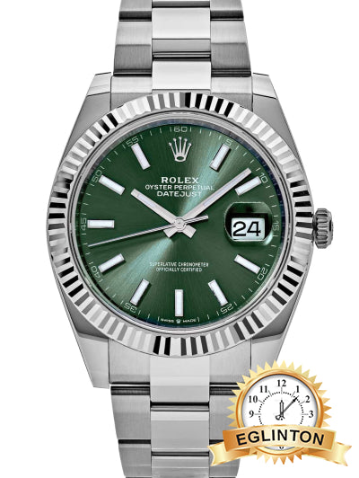 Rolex Datejust 41 Ref. 126334, Mint Green Dial, Fluted Bezel "2025"