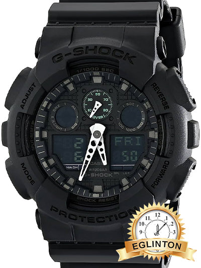 Casio G-Shock Military Black GA100MB-1A 3-Eye Ana-Digi Wrist - Johny Watches