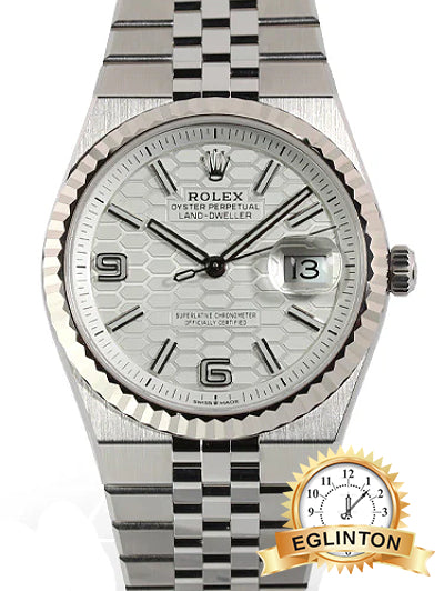 Rolex Land-Dweller 36mm Intense White Honeycomb Dial Fluted Bezel Watch 127234 “2026”