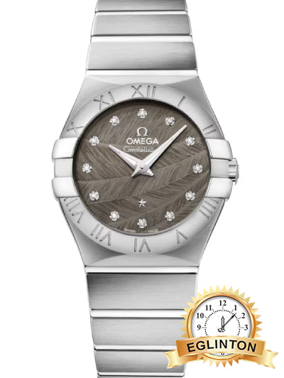 Omega Constellation 27mm Grey Feathered Diamond Dial Stainless Steel 123.10.27.60.56.001 "2017"