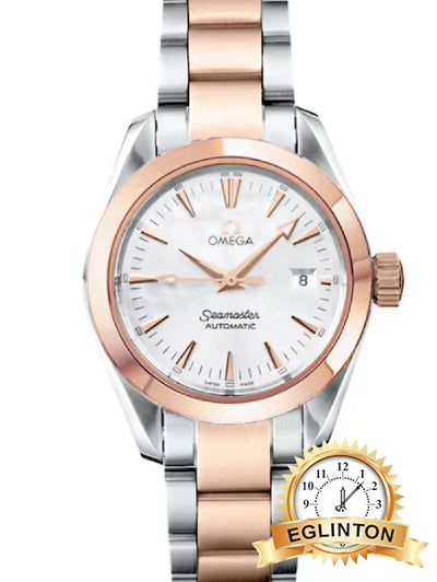 Omega 29mm Seamaster Aqua Terra Automatic Women's Watch 2373.70.00 Two Tone Rosegold