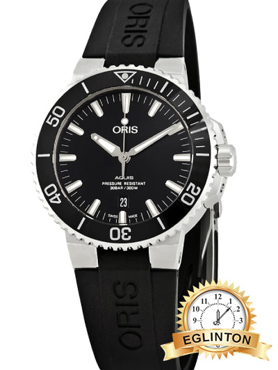 Oris Aquis Date Automatic 43.5mm Black Dial Black Ceramic Bezel Rubber Strap 01 733 7730 4134-07 4 24 64EB