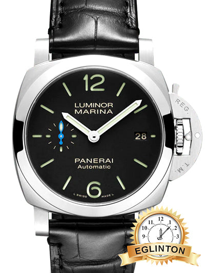 Panerai Luminor 1950 Quaranta 40mm Stainless Steel With Black Leather Watch Black Dial PAM01372 - Johny Watches