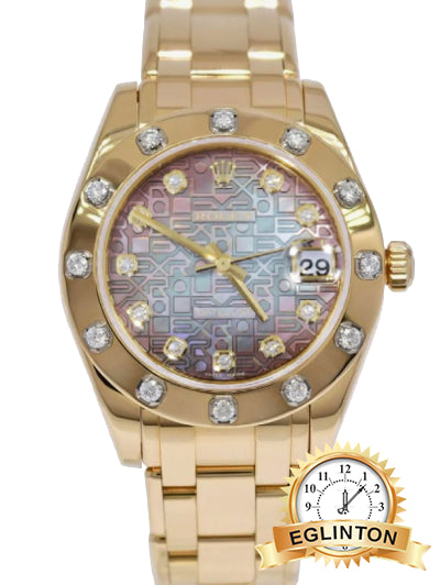 Rolex Masterpiece Pearlmaster 80318 29mm 18K Yellow Gold ALL FACTORY DIAMONDS with Rare Jubliee MOP Dial