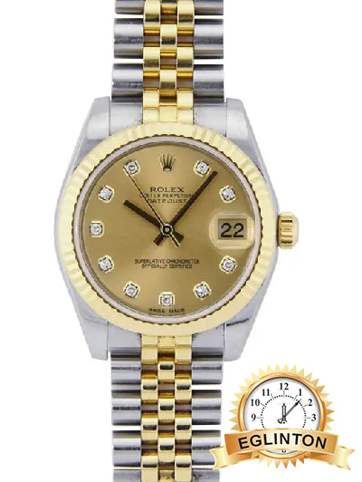 Rolex Datejust 31mm in Steel with Yellow Gold Fluted Bezel on Jubilee Bracelet with Champagne Diamond Dial 178273 "2007" - Johny Watches
