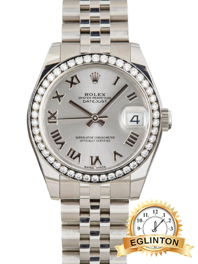 Rolex Datejust 31mm Grey Roman Dial Diamond Bezel Jubilee Stainless Steel 178274