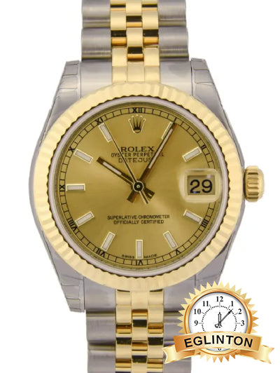 Rolex Lady Datejust 31mm Two Tone Champagne Baton Dial 178273 "2016"