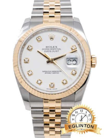 Rolex Jubliee Datejust 36mm 116233 Two Tone with White Diamond Dial "2006" - Johny Watches
