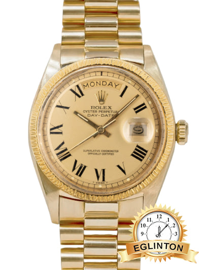 Rolex 36mm Day-Date 1803/8B Satin Champagne Buckley Dial President Yellow Gold “1960”