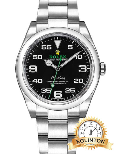 ROLEX 116900 AIR-KING OYSTER PERPETUAL BLACK DIAL MENS LUXURY WATCH - Johny Watches